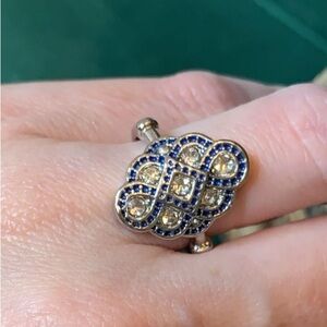 “Sapphire blue diamond” fashion ring 7 vintage look costume new gift art deco
